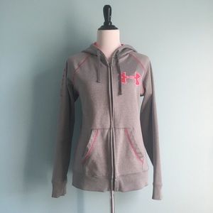 Under Armour Gray & Pink Zip-Up Hooded Jacket